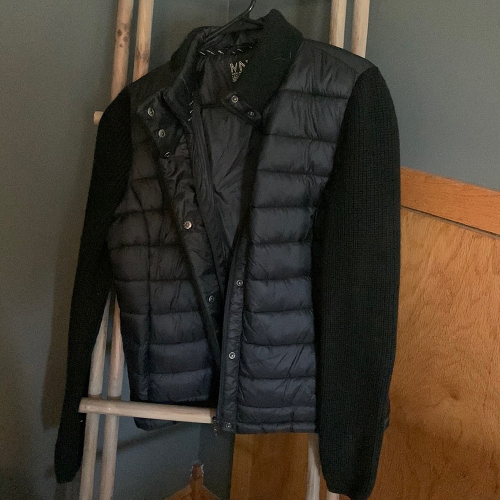 Black jacket with sweater arms